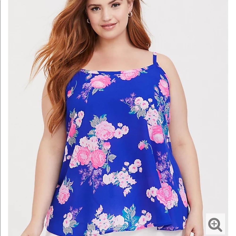 Torrid blue and neon pink Sophie swing tank